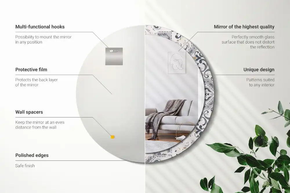 Espejo redondo estampado Azulejos retro