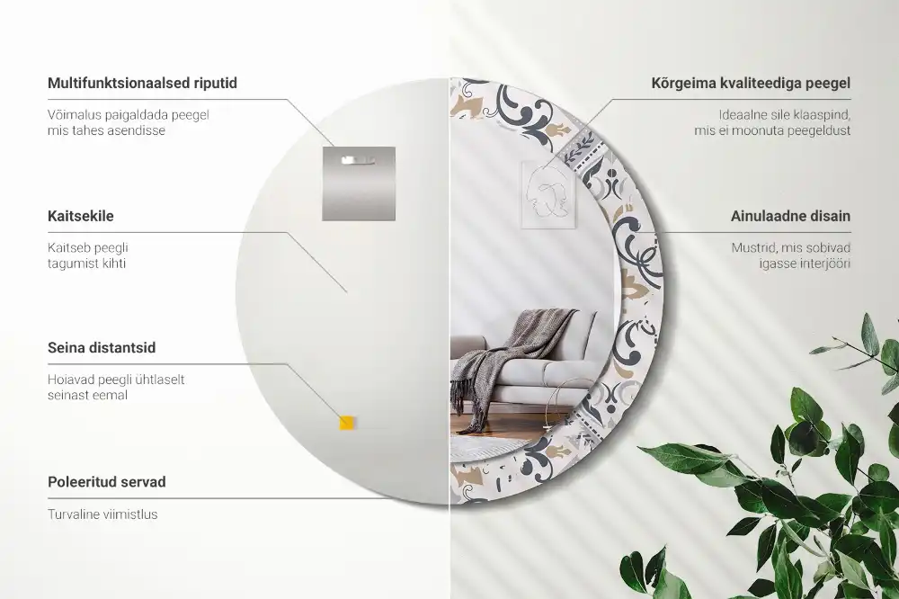 Espejo redondo estampado Azulejos retro