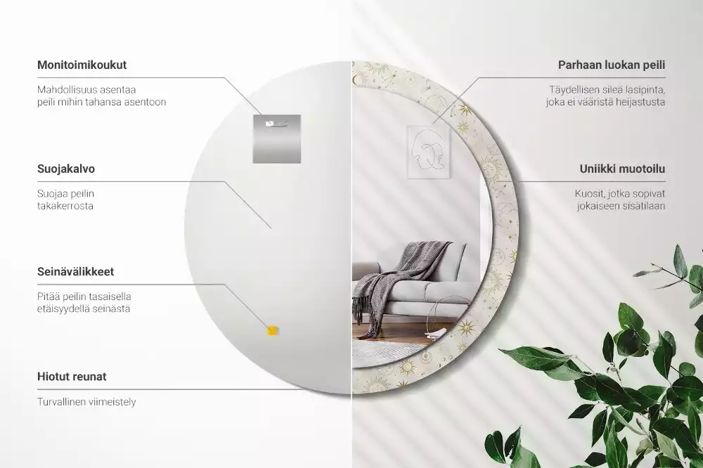 Espejo redondo impreso Patrón místico