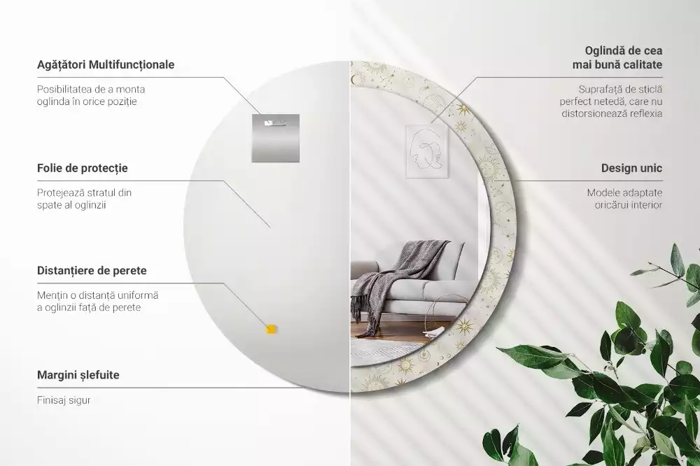 Espejo redondo impreso Patrón místico