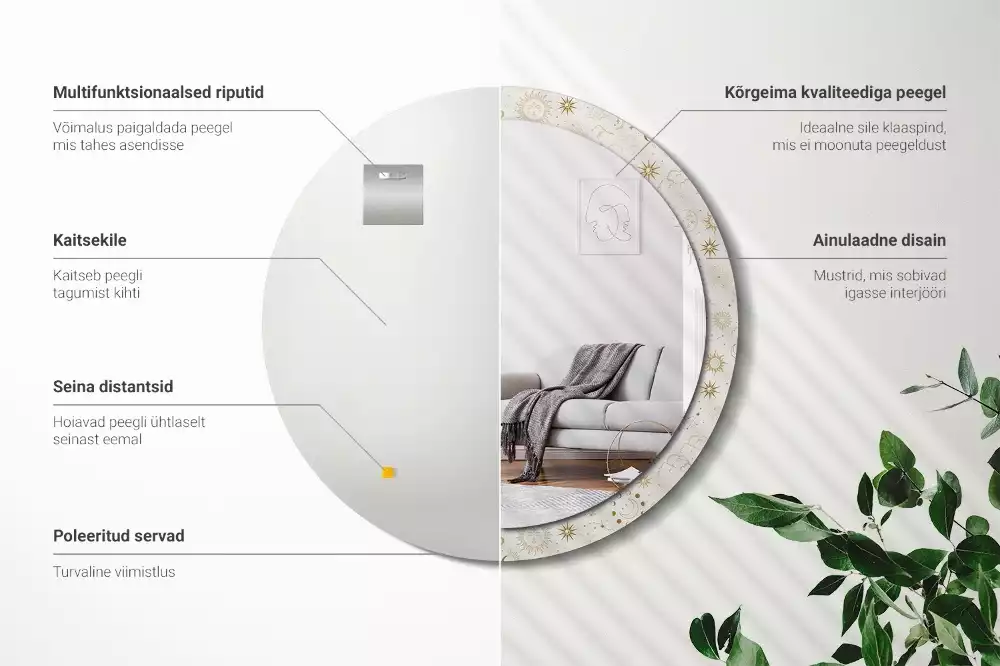 Espejo redondo impreso Patrón místico