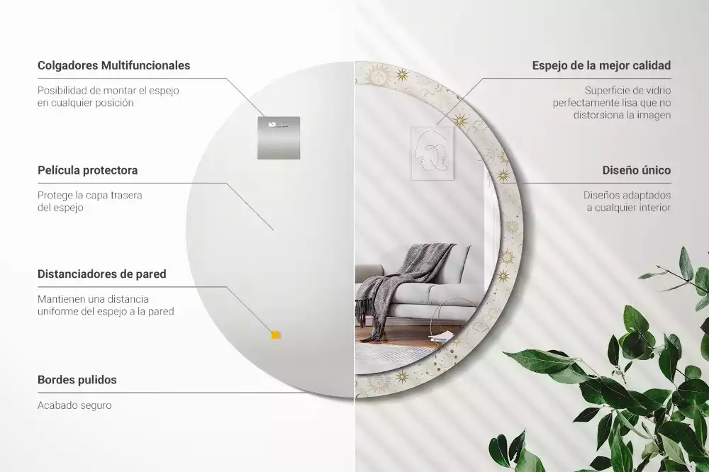 Espejo redondo impreso Patrón místico