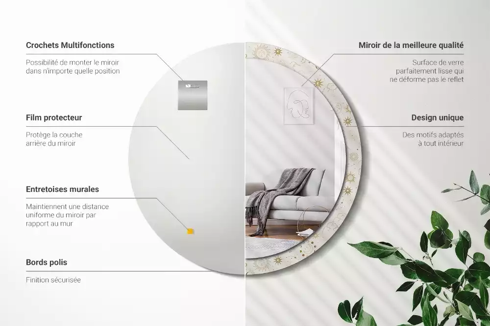 Espejo redondo impreso Patrón místico