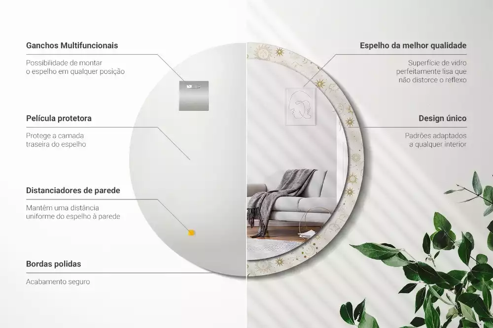 Espejo redondo impreso Patrón místico