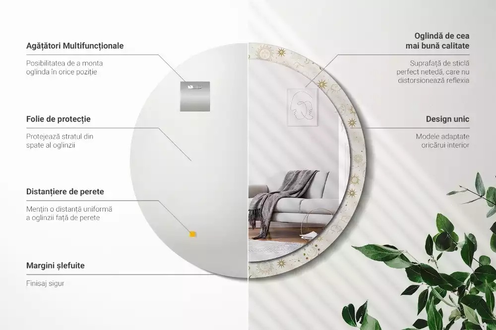 Espejo redondo impreso Patrón místico