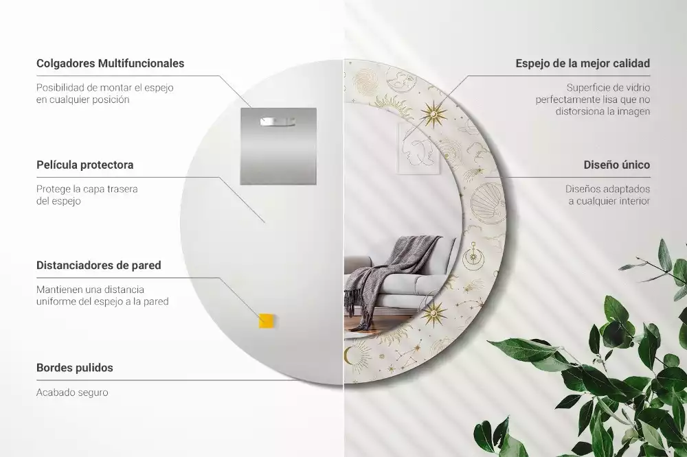 Espejo redondo impreso Patrón místico