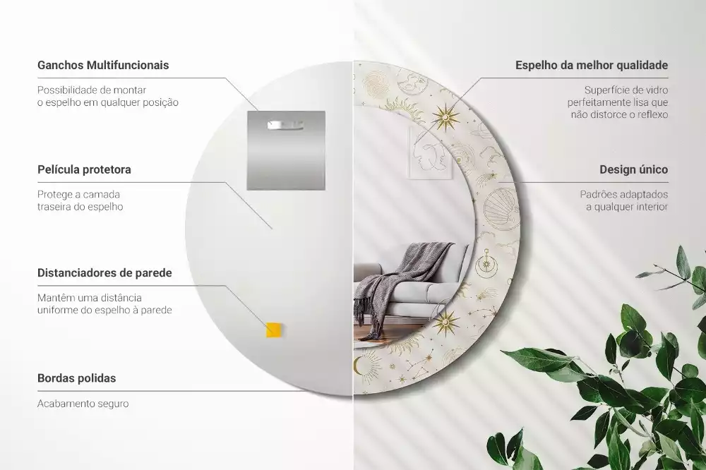 Espejo redondo impreso Patrón místico