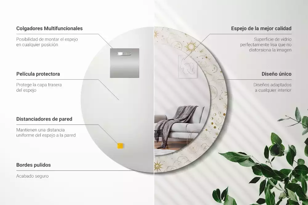 Espejo redondo impreso Patrón místico