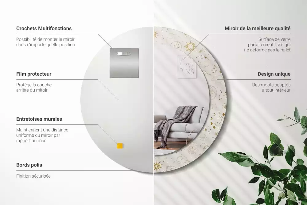 Espejo redondo impreso Patrón místico