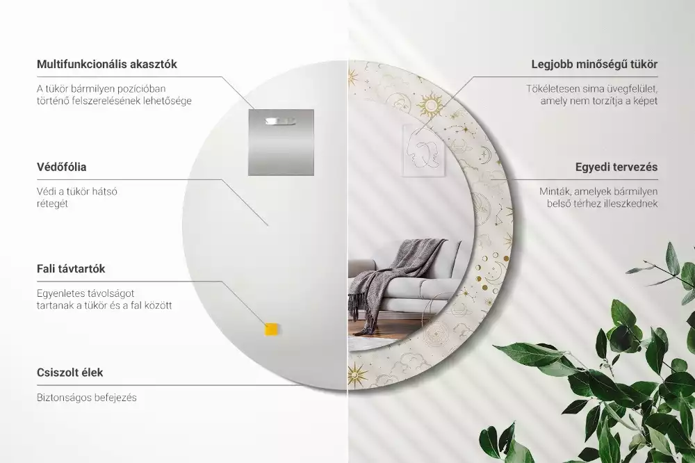 Espejo redondo impreso Patrón místico