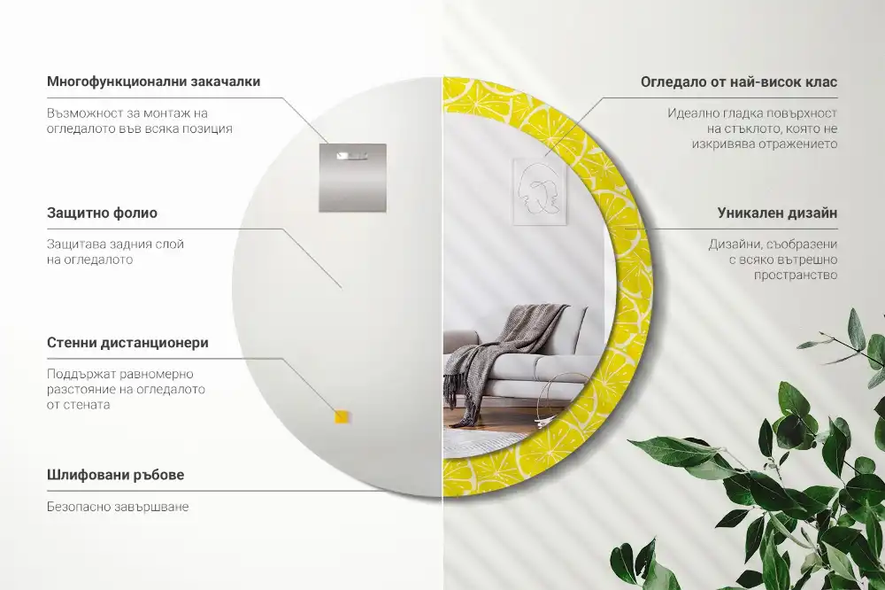 Espejo redondo con decoración Limones