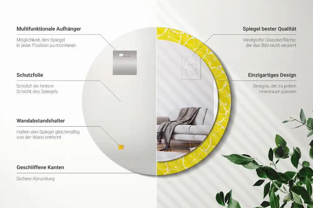 Espejo redondo con decoración Limones