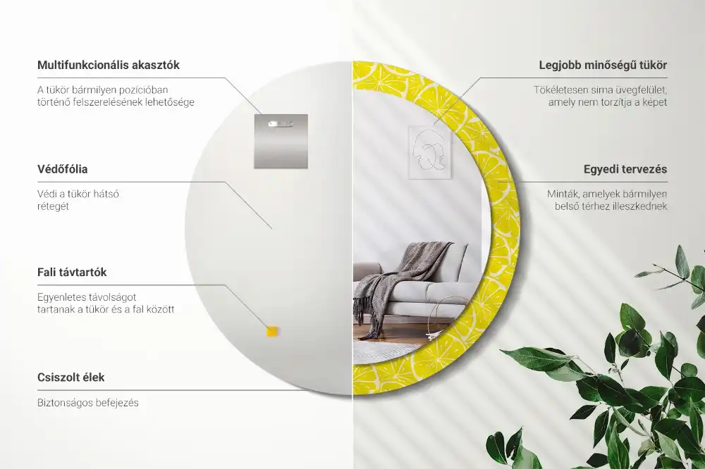 Espejo redondo con decoración Limones