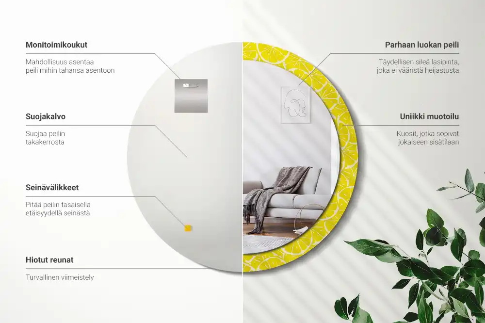 Espejo redondo con decoración Limones