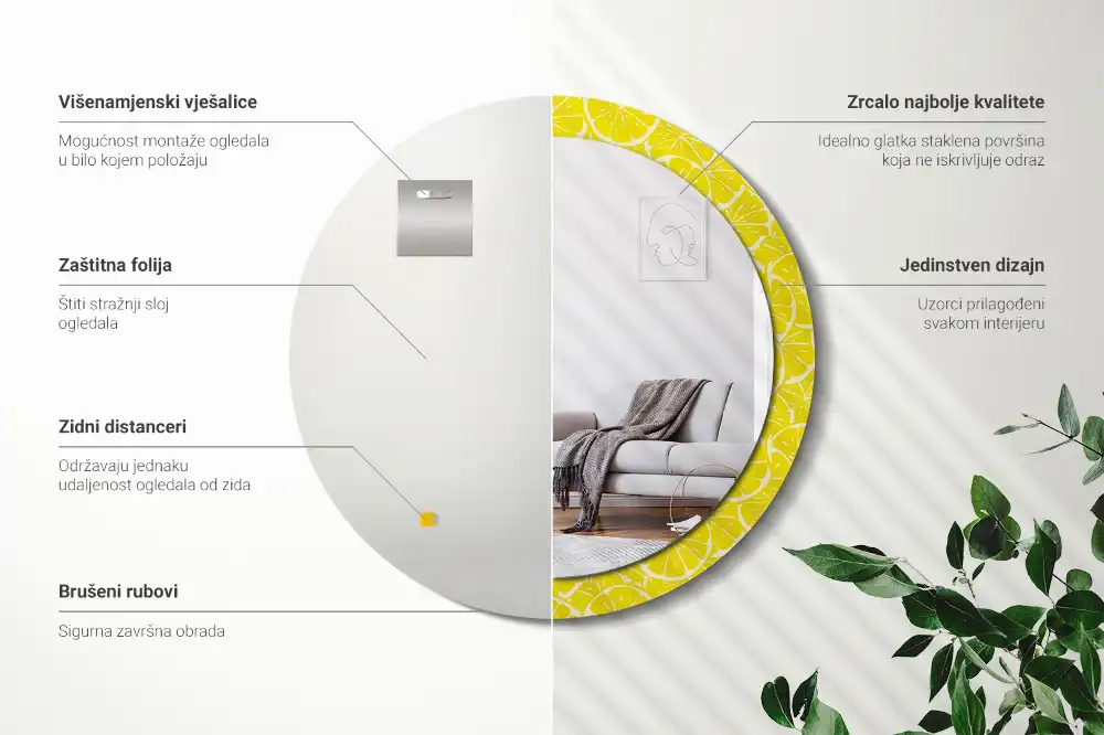 Espejo redondo con decoración Limones