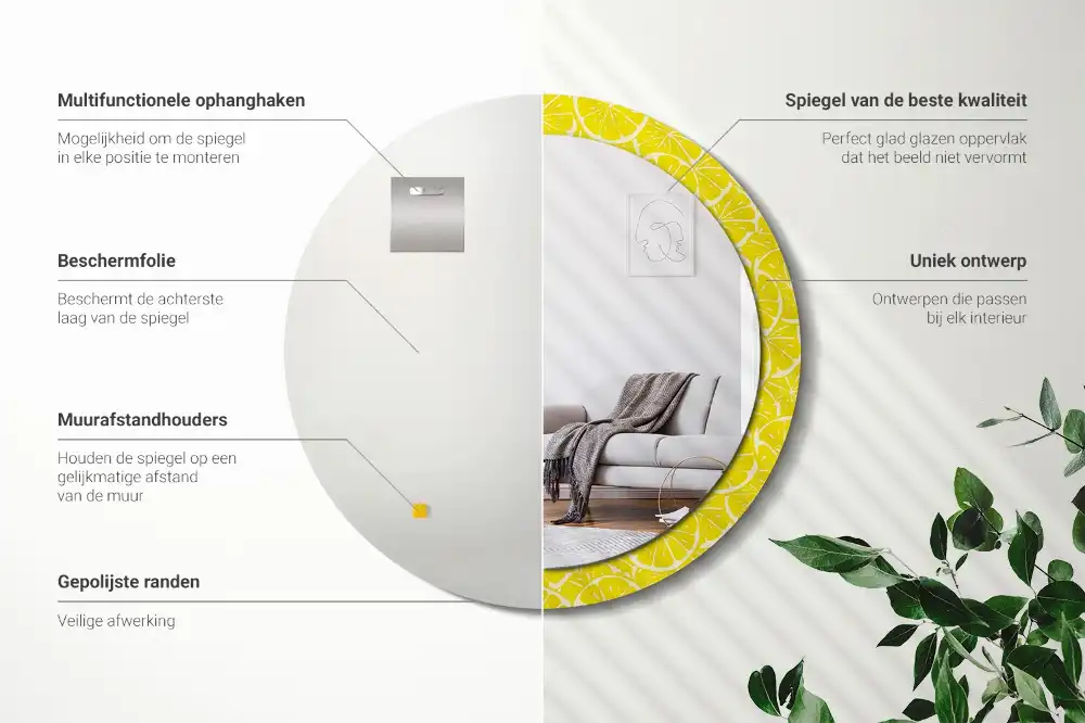 Espejo redondo con decoración Limones