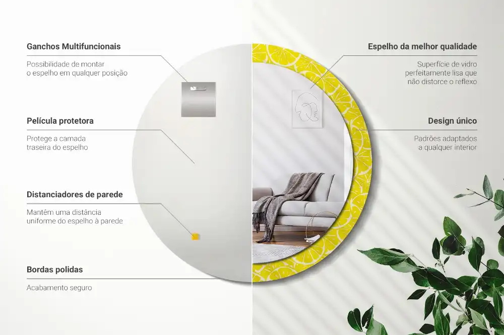 Espejo redondo con decoración Limones