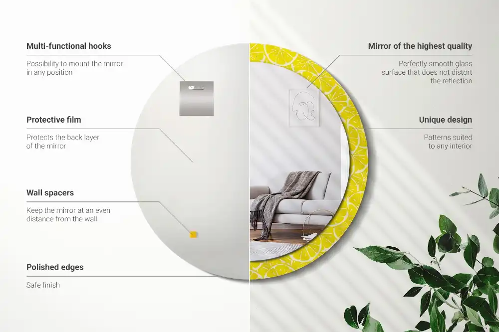 Espejo redondo con decoración Limones