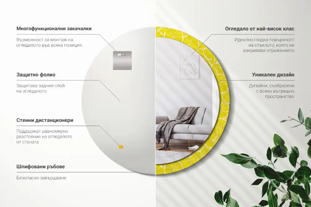 Espejo redondo con decoración Limones