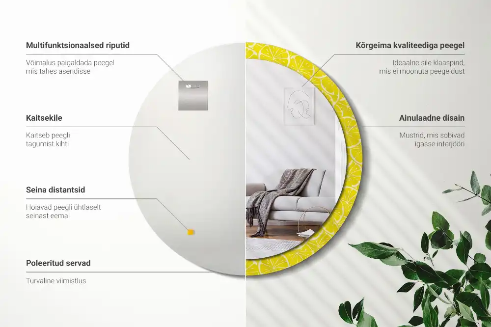 Espejo redondo con decoración Limones