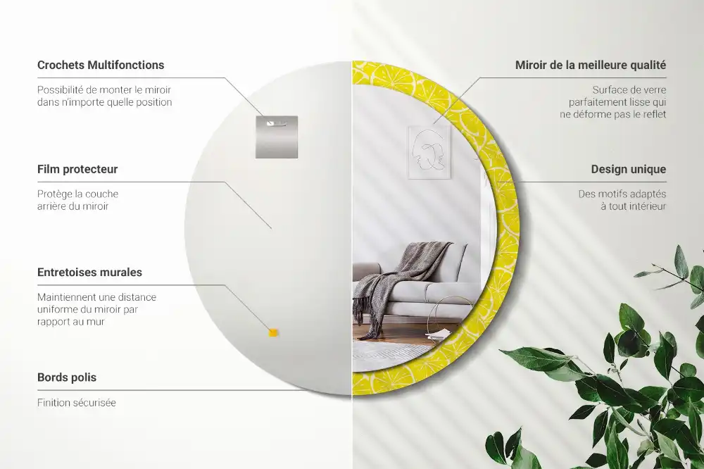 Espejo redondo con decoración Limones