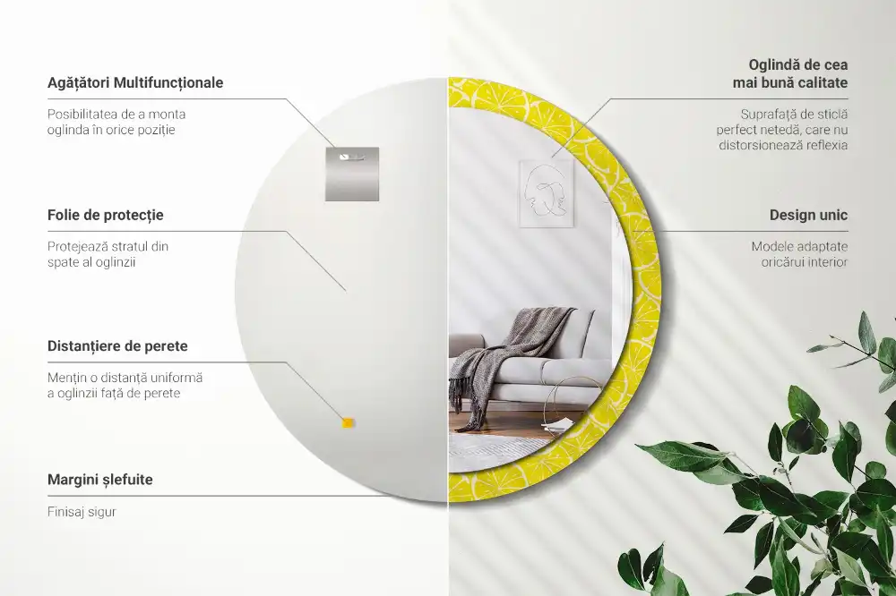 Espejo redondo con decoración Limones