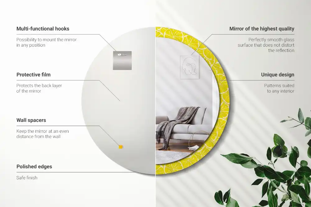 Espejo redondo con decoración Limones