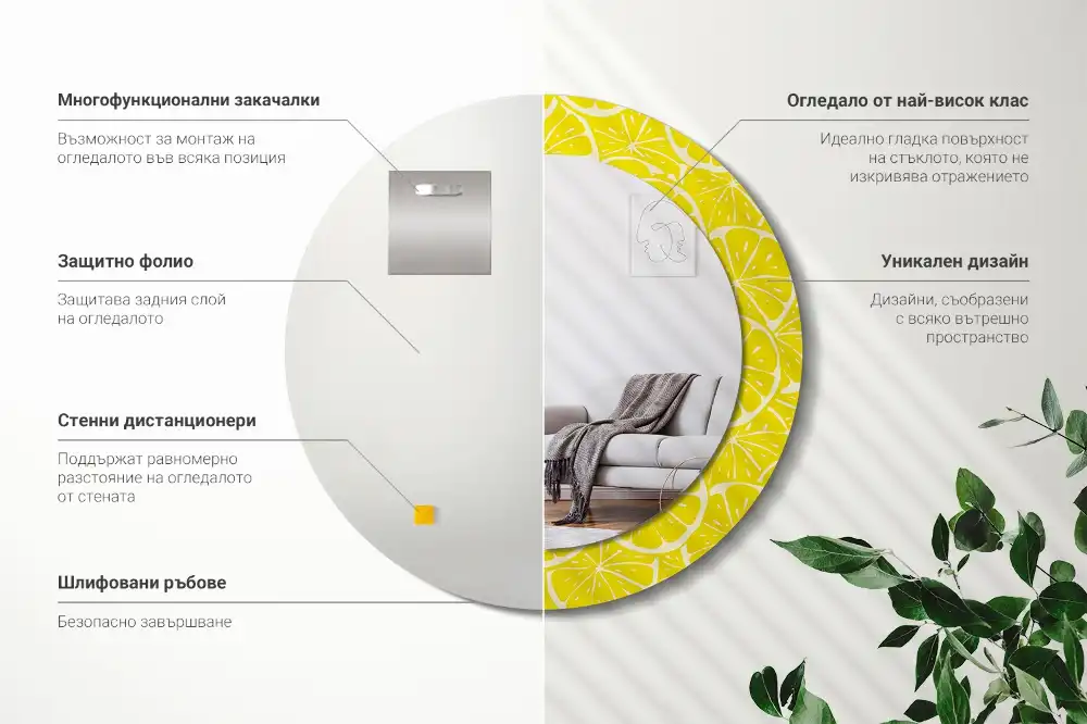 Espejo redondo con decoración Limones