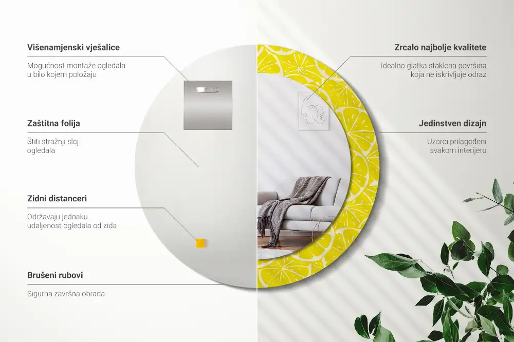 Espejo redondo con decoración Limones