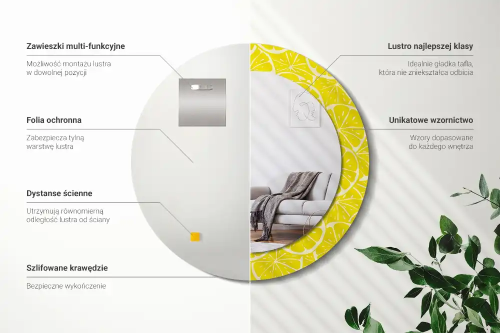 Espejo redondo con decoración Limones