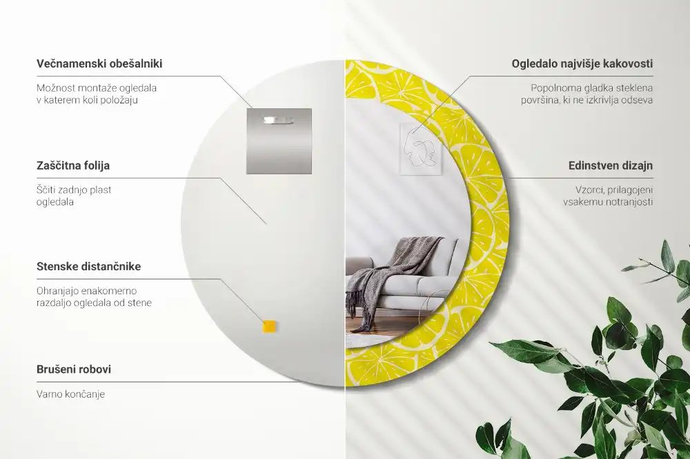 Espejo redondo con decoración Limones