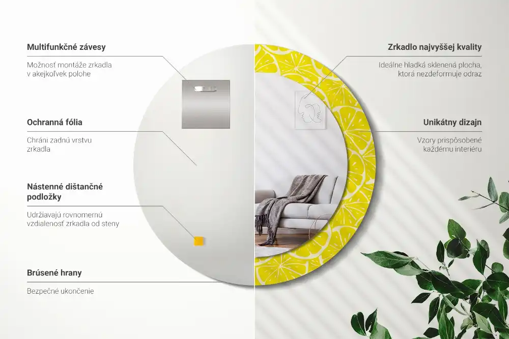 Espejo redondo con decoración Limones