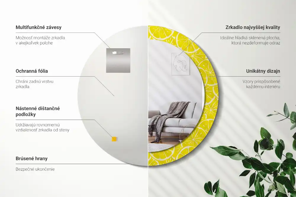 Espejo redondo con decoración Limones