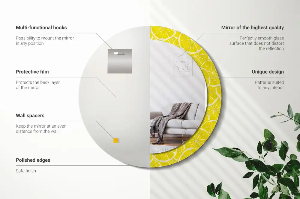 Espejo redondo con decoración Limones