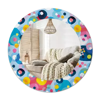 Espejo redondo con decoración Ruedas de colores