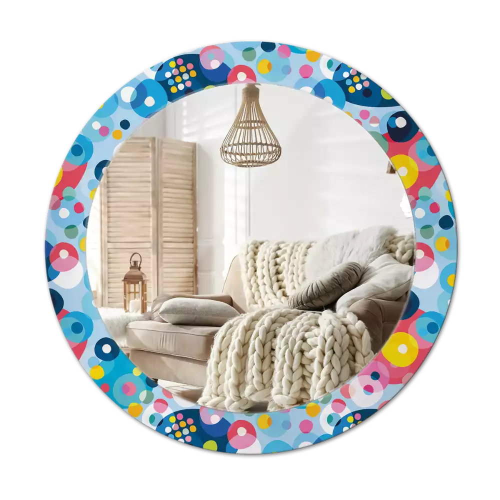 Espejo redondo con decoración Ruedas de colores