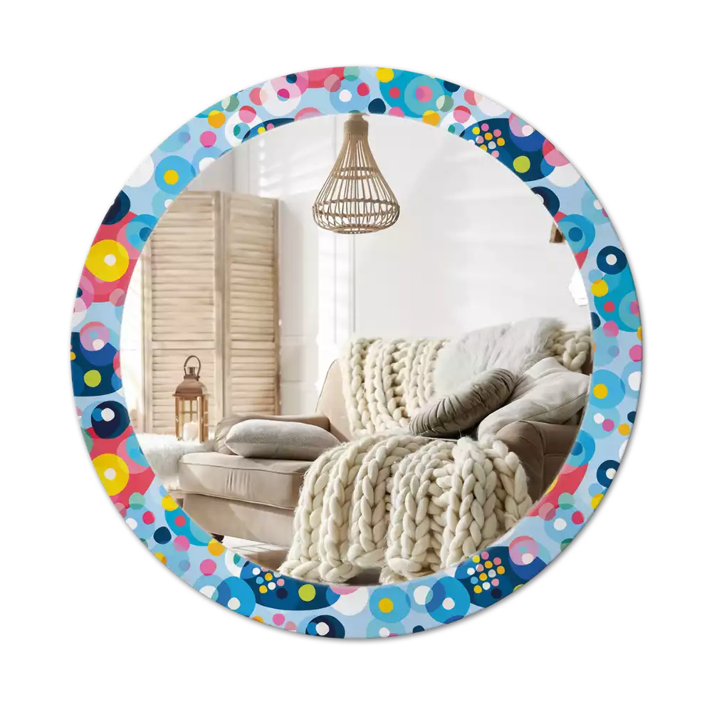 Espejo redondo con decoración Ruedas de colores