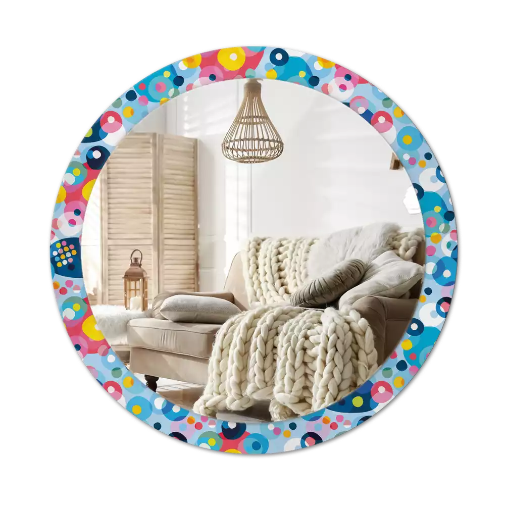 Espejo redondo con decoración Ruedas de colores