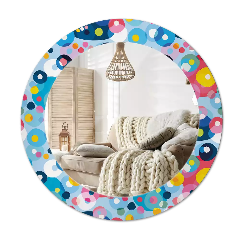 Espejo redondo con decoración Ruedas de colores