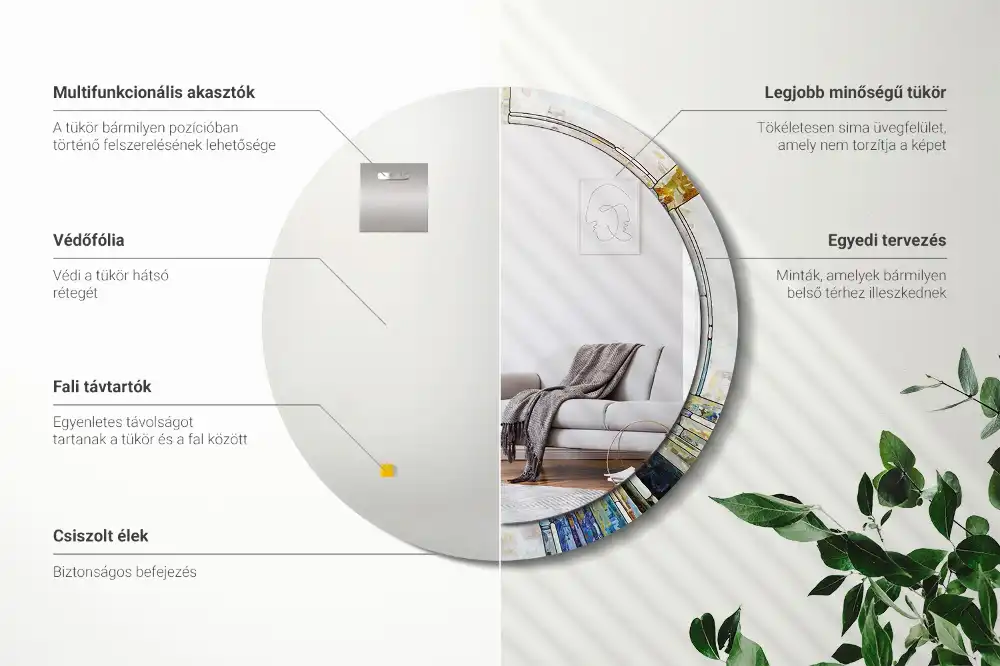 Espejo redondo estampado Vidrieras