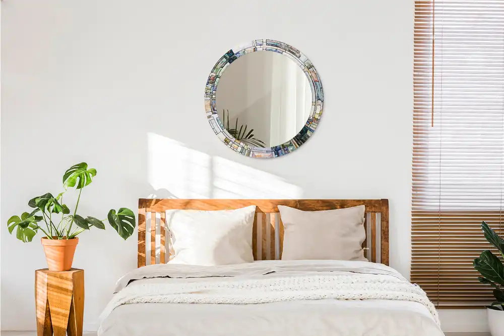 Espejo redondo estampado Vidrieras