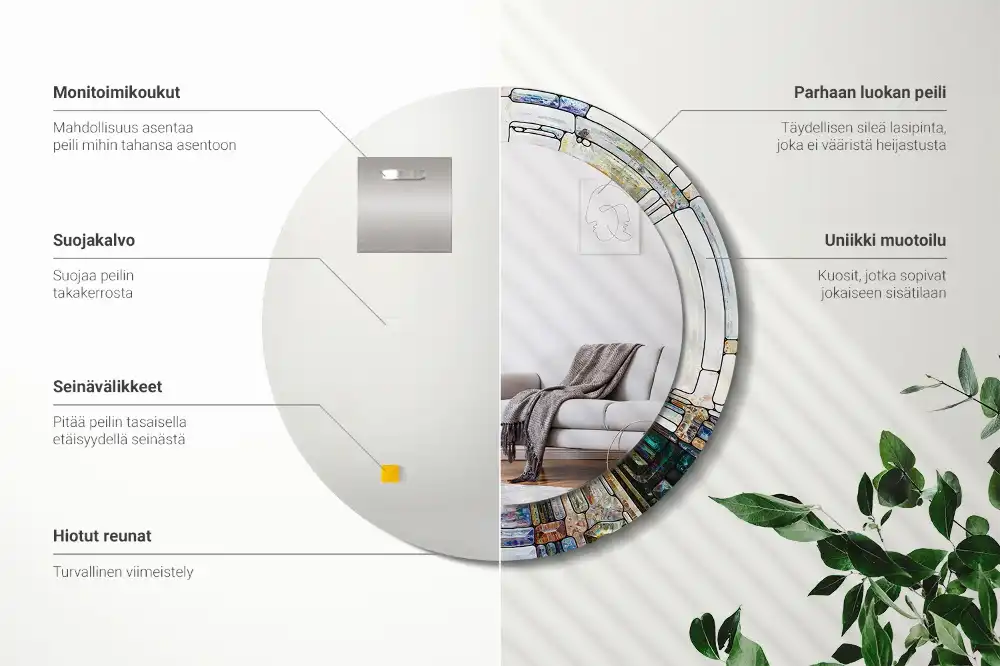 Espejo redondo estampado Vidrieras