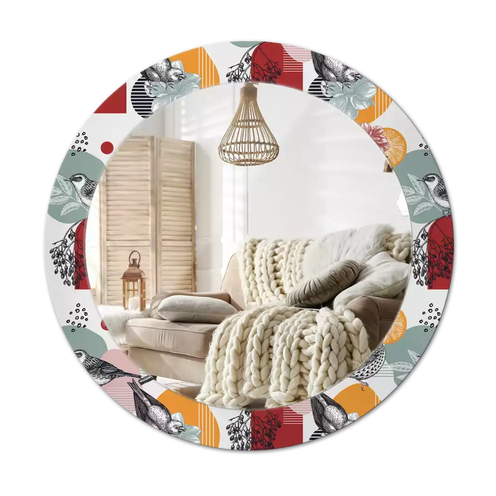 Espejo redondo estampado Parches vintage