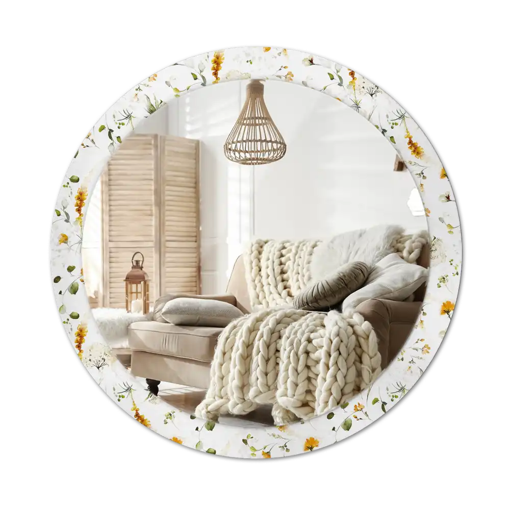 Espejo redondo impreso flores silvestres