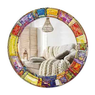 Espejo redondo con decoración Vidrieras de colores