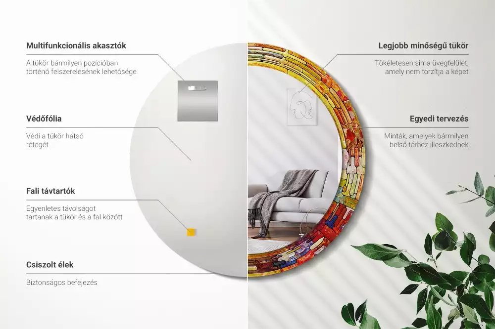 Espejo redondo con decoración Vidrieras de colores