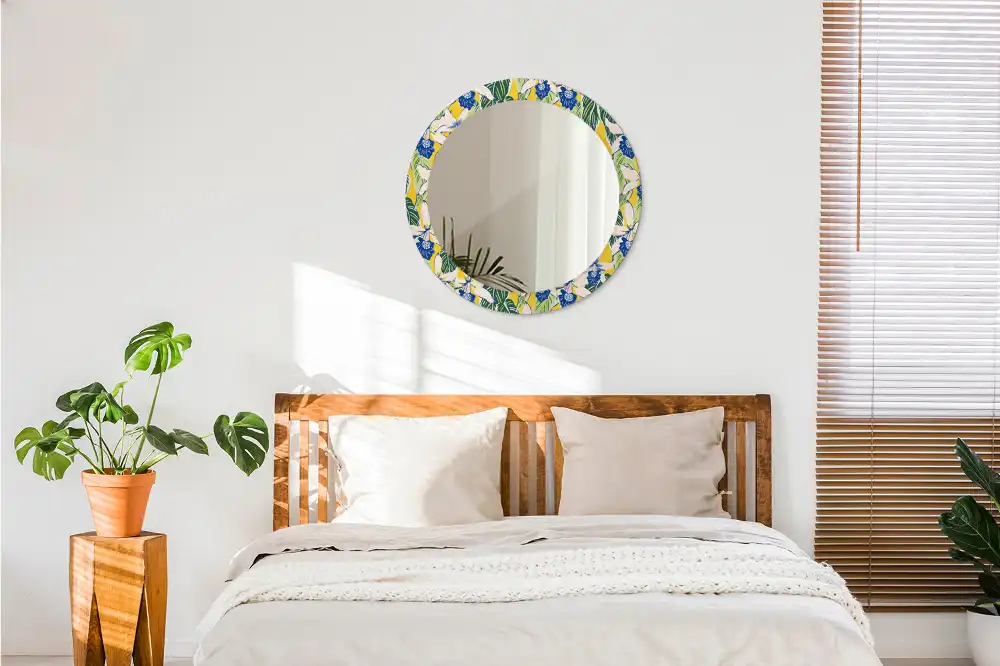 Espejo redondo con decoración Orquídeas