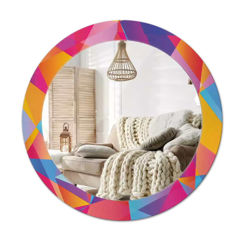 Espejo redondo estampado Composición geométrica