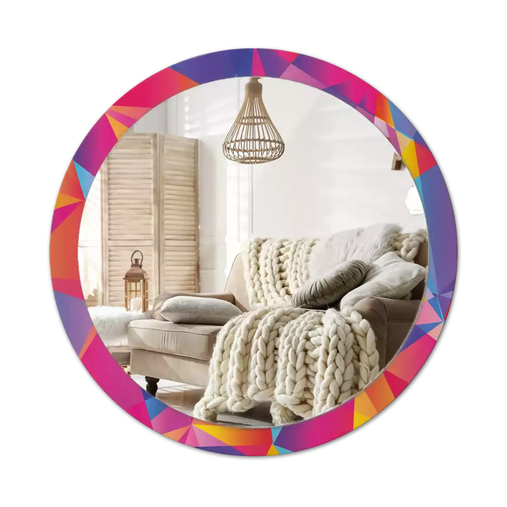 Espejo redondo estampado Composición geométrica