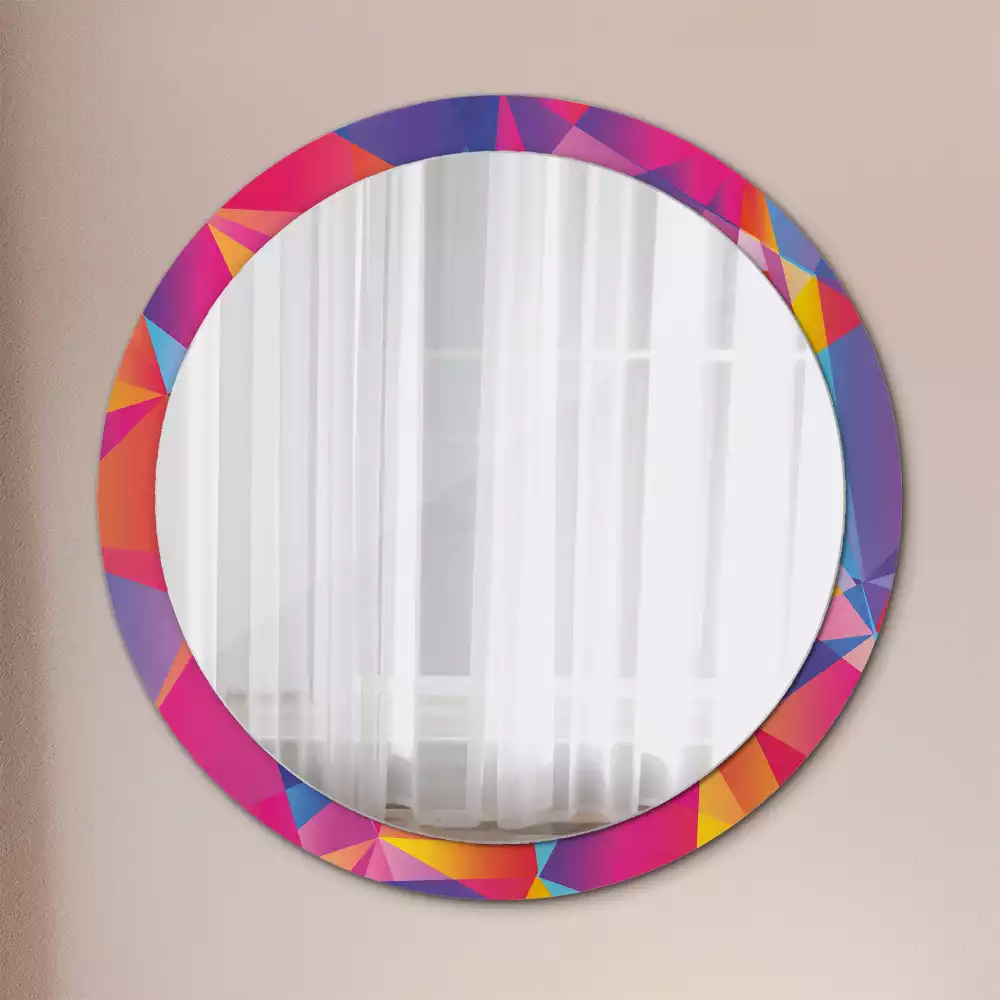 Espejo redondo estampado Composición geométrica